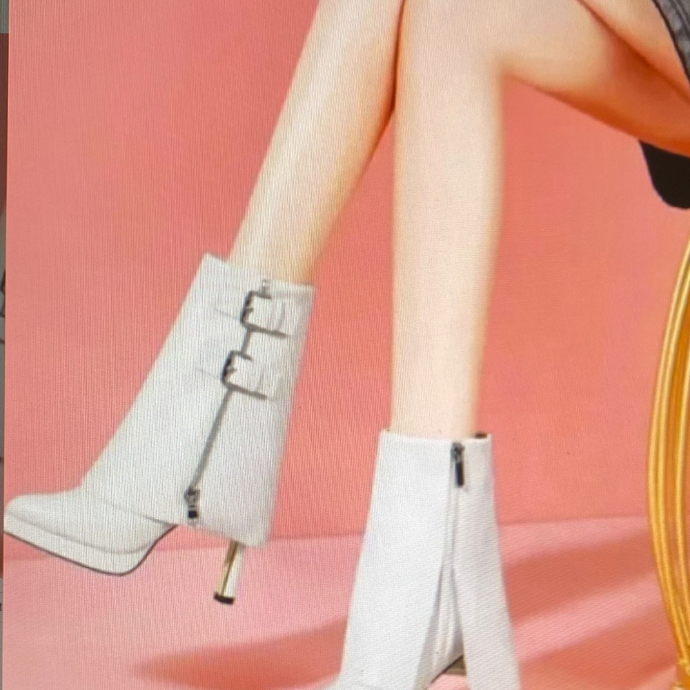 Chic White Heeled Ankle Boots